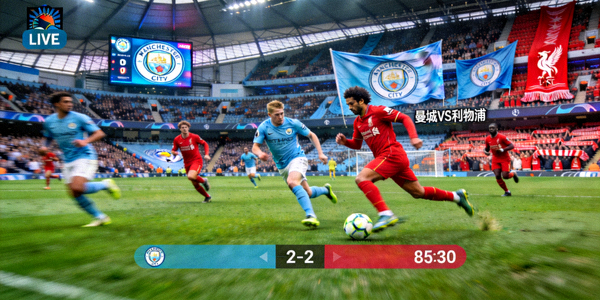 英超联赛曼城对阵利物浦足球比赛直播画面